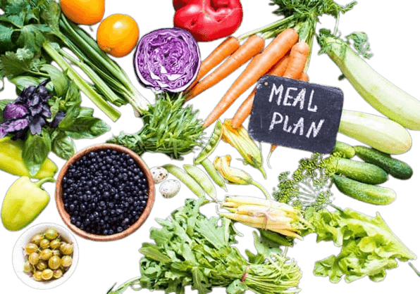 Variety of organic greens, carrots, and herbs for meal planning